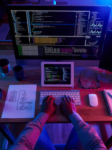 web developer Romania coding workspace