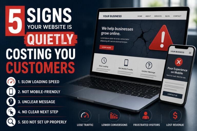 Business owner identifying signs their website is costing them customers
