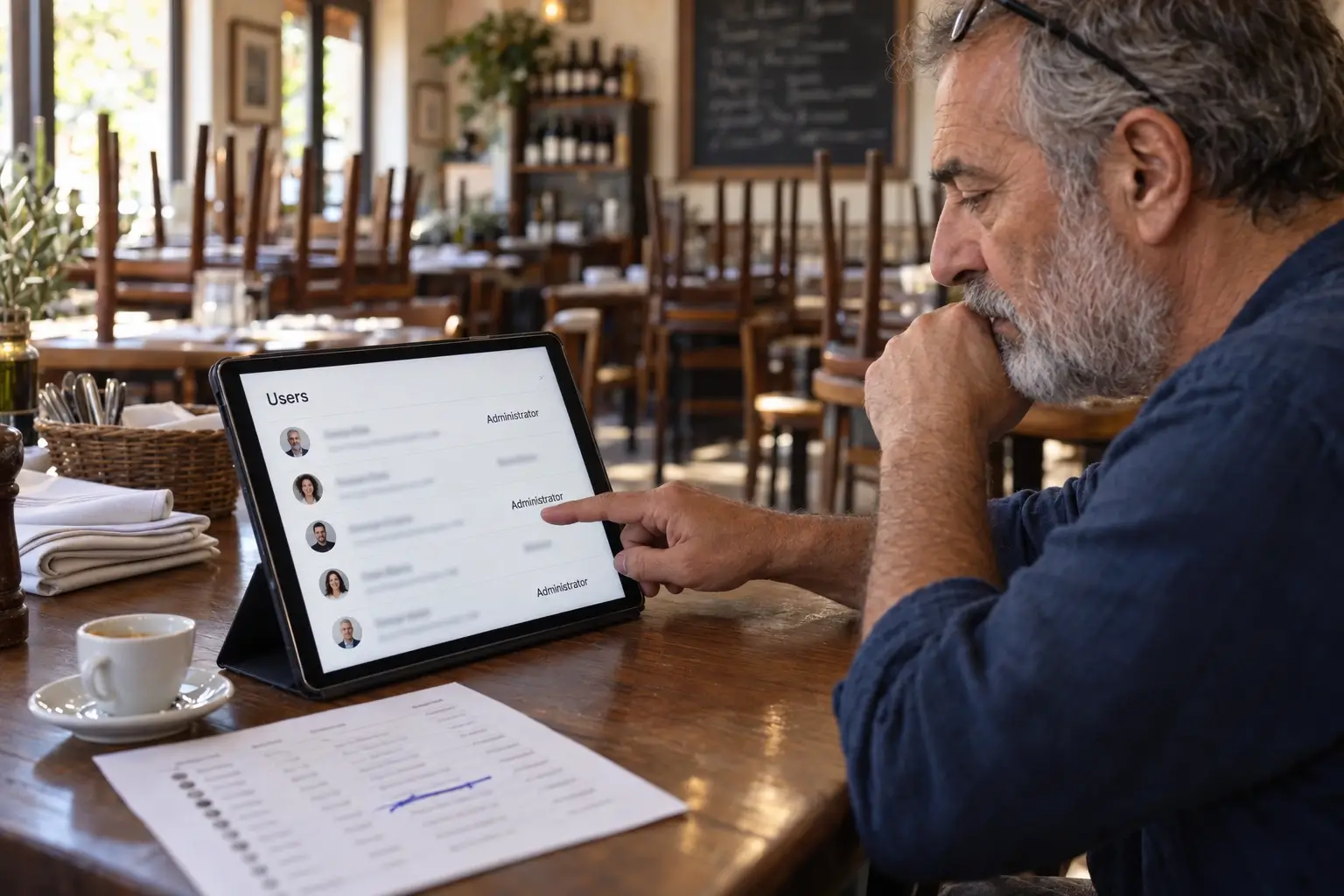 Restaurant owner doing a WordPress security check of which accounts on his website still have Administrator access